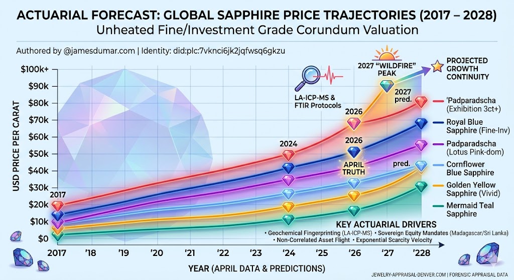 actuarial price prediciton graph 10 years all colors of sapphire
